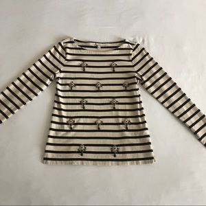 J. Crew Striped Tee with Embellishments